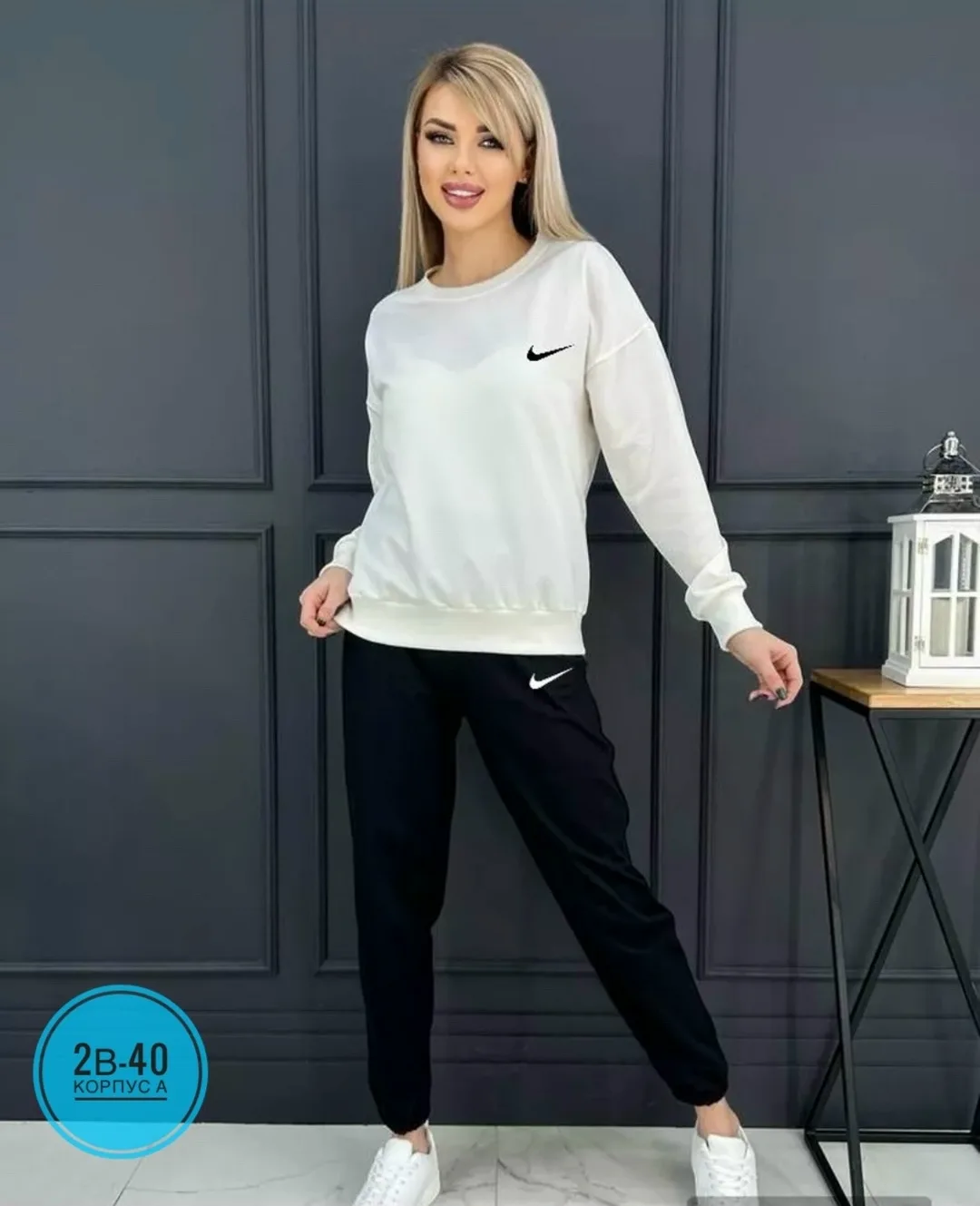 Костюм двойка из хлопка с вышивкой Nike — фото 3