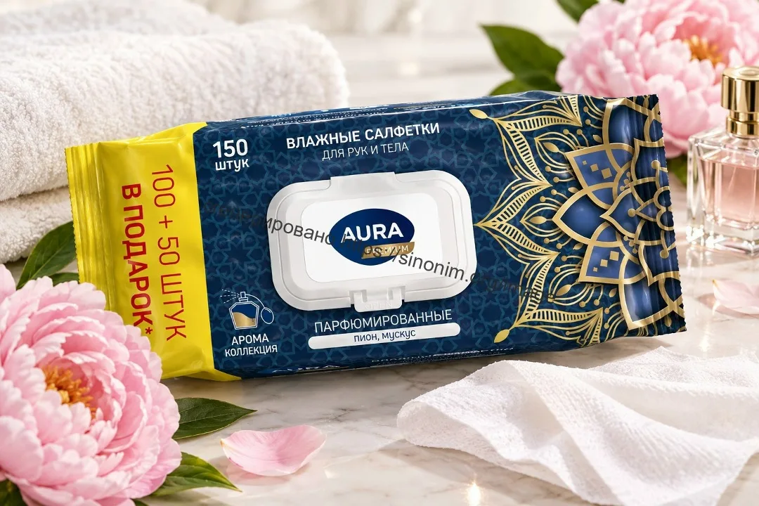 Парфюмированные Салфетки влажные Aura Premium роза-кашемир