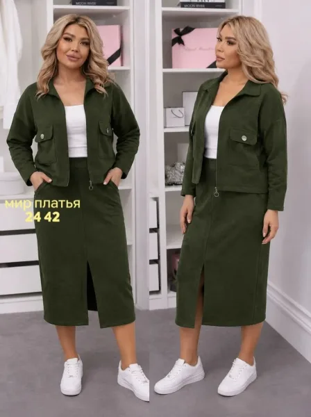 Костюм-двойка из вельвета Красный — фото 3