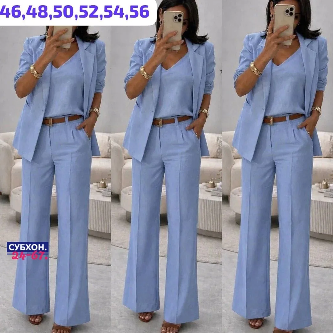 Костюм Тройка в стиле спорт-шик в 3 цветах барби (фабричное качество) — фото 2