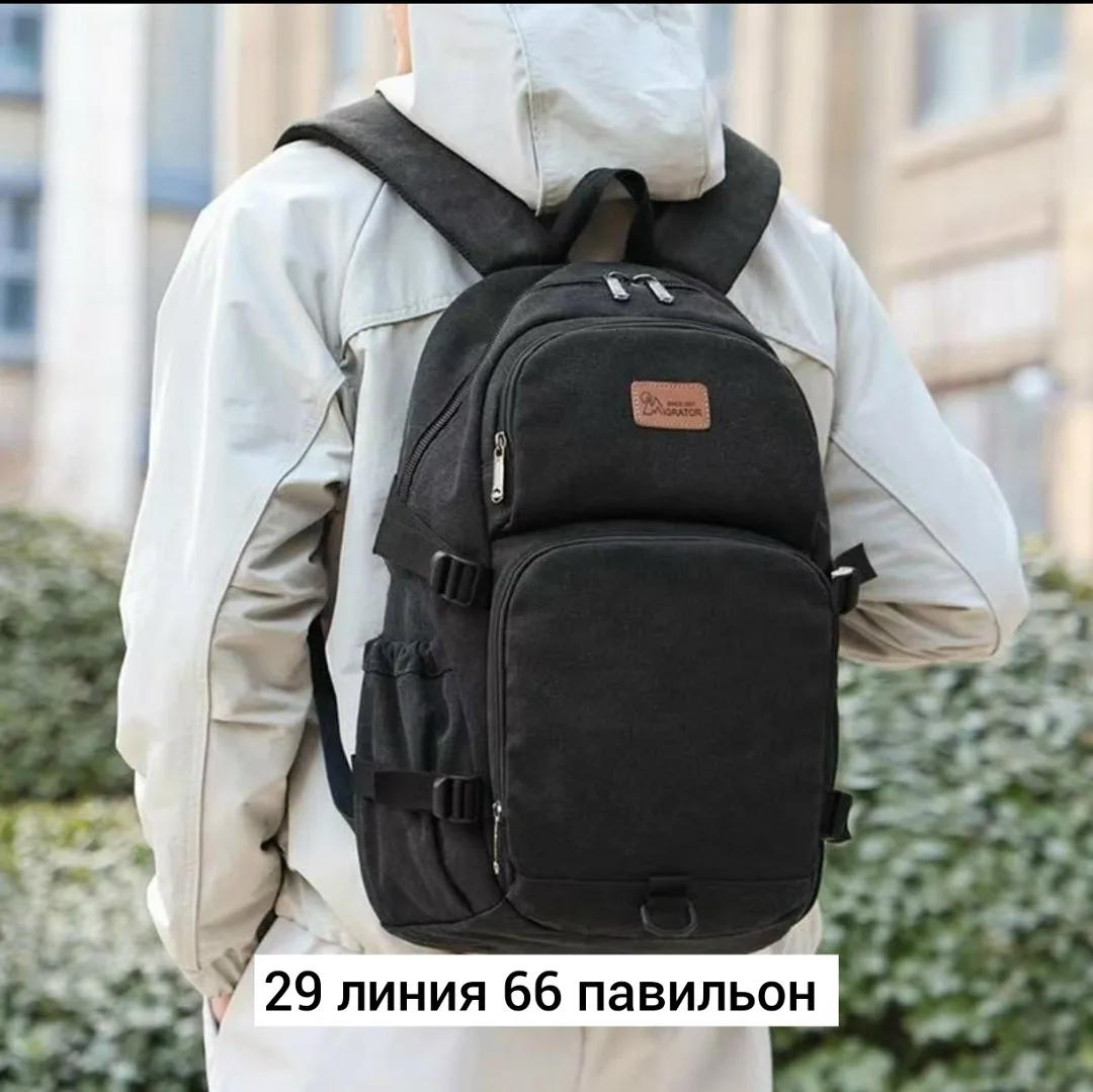 Городской рюкзак из брезента для мужчин и женщин Чёрный — фото 2