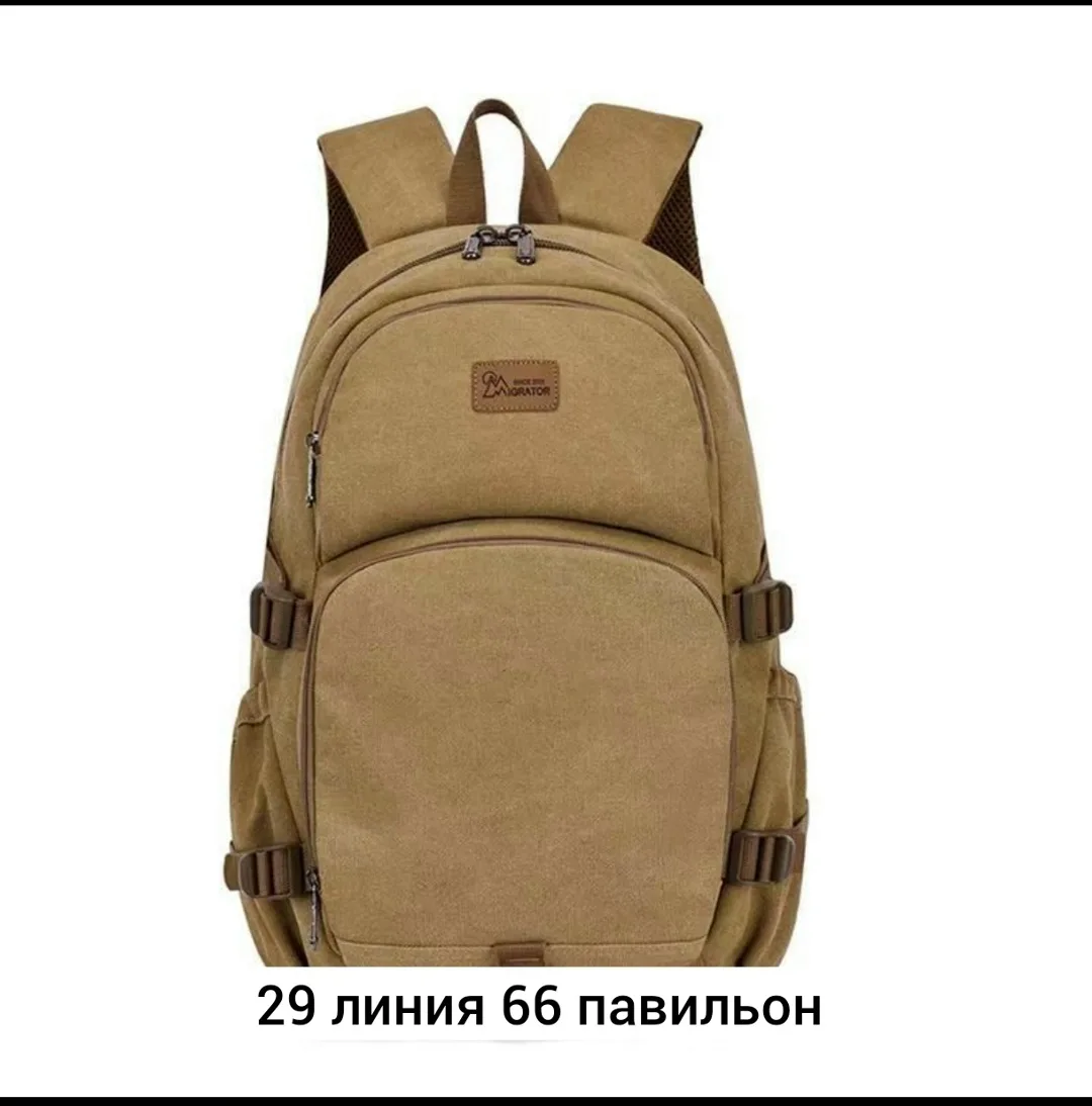 Городской рюкзак из брезента для мужчин и женщин Чёрный — фото 5