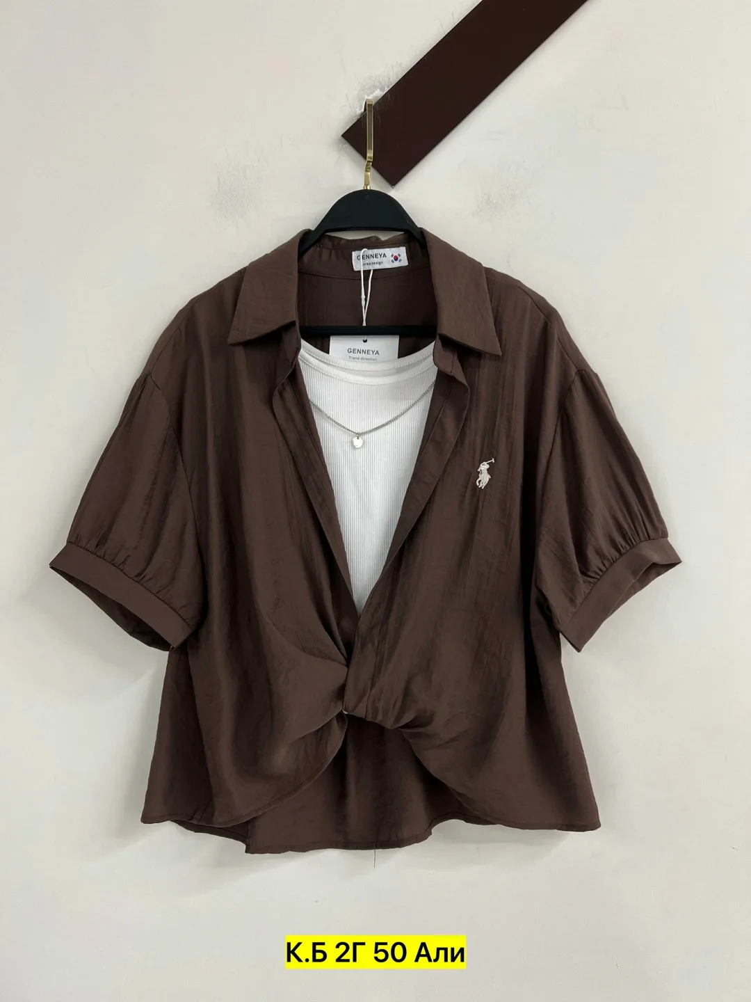 Женская рубашка POLO из тонкого натурального хлопка — фото 6
