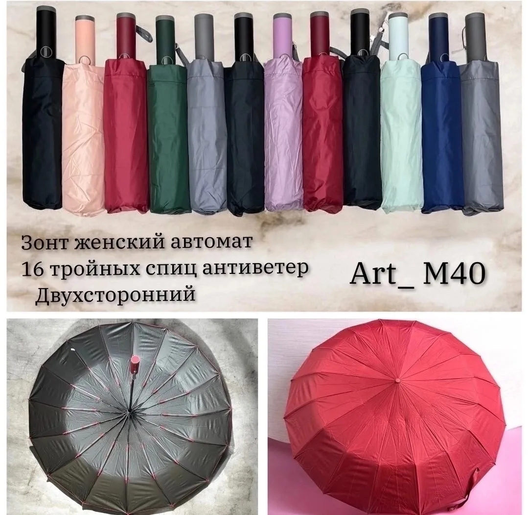 Женский автоматический зонт с тройной системой спиц и прочной тканью