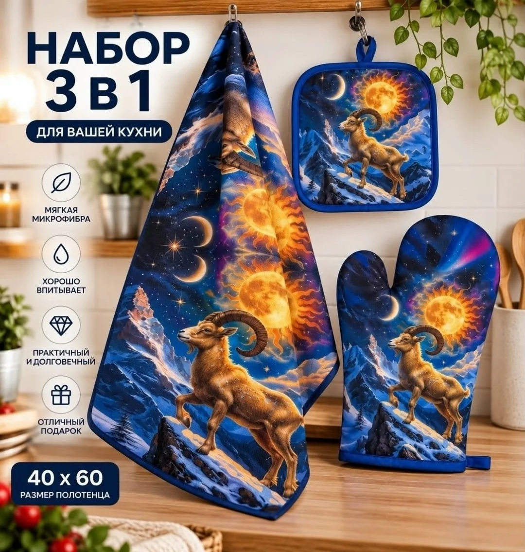 Набор : рукавица, прихватка, полотенце — фото 1