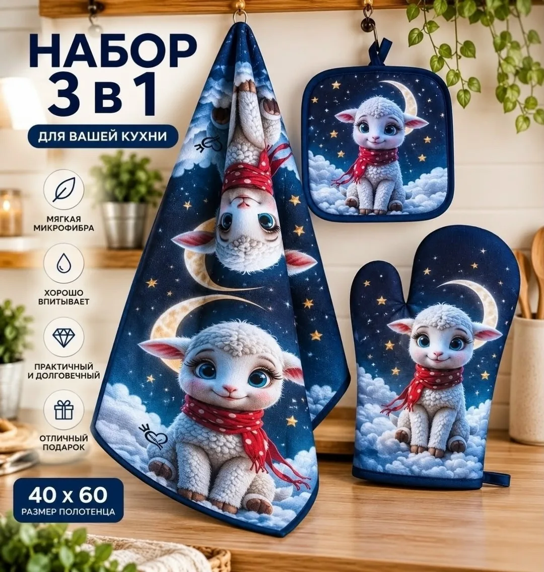 Набор : рукавица, прихватка, полотенце — фото 3
