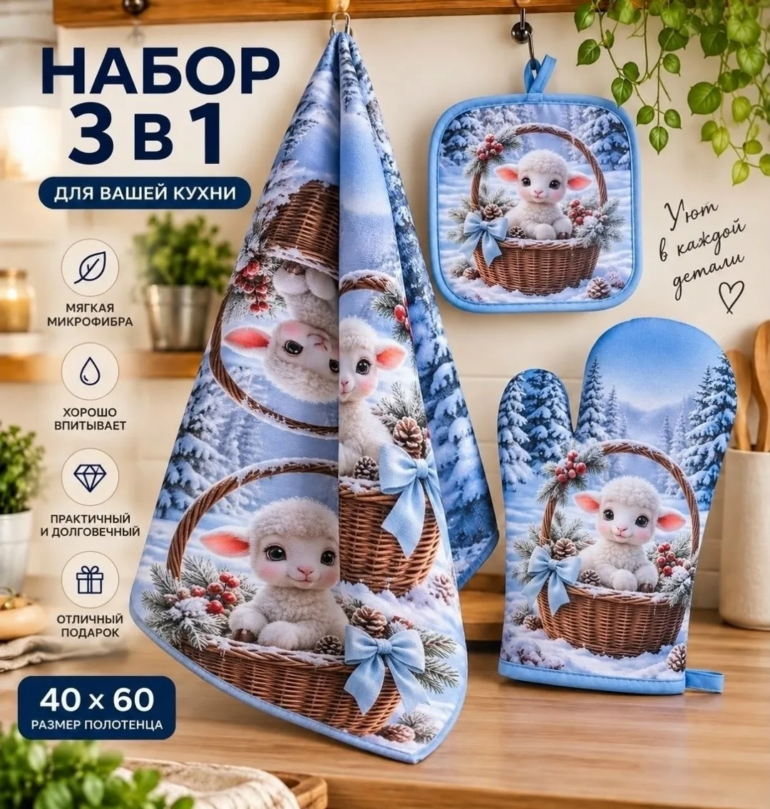 Набор : рукавица, прихватка, полотенце — фото 4