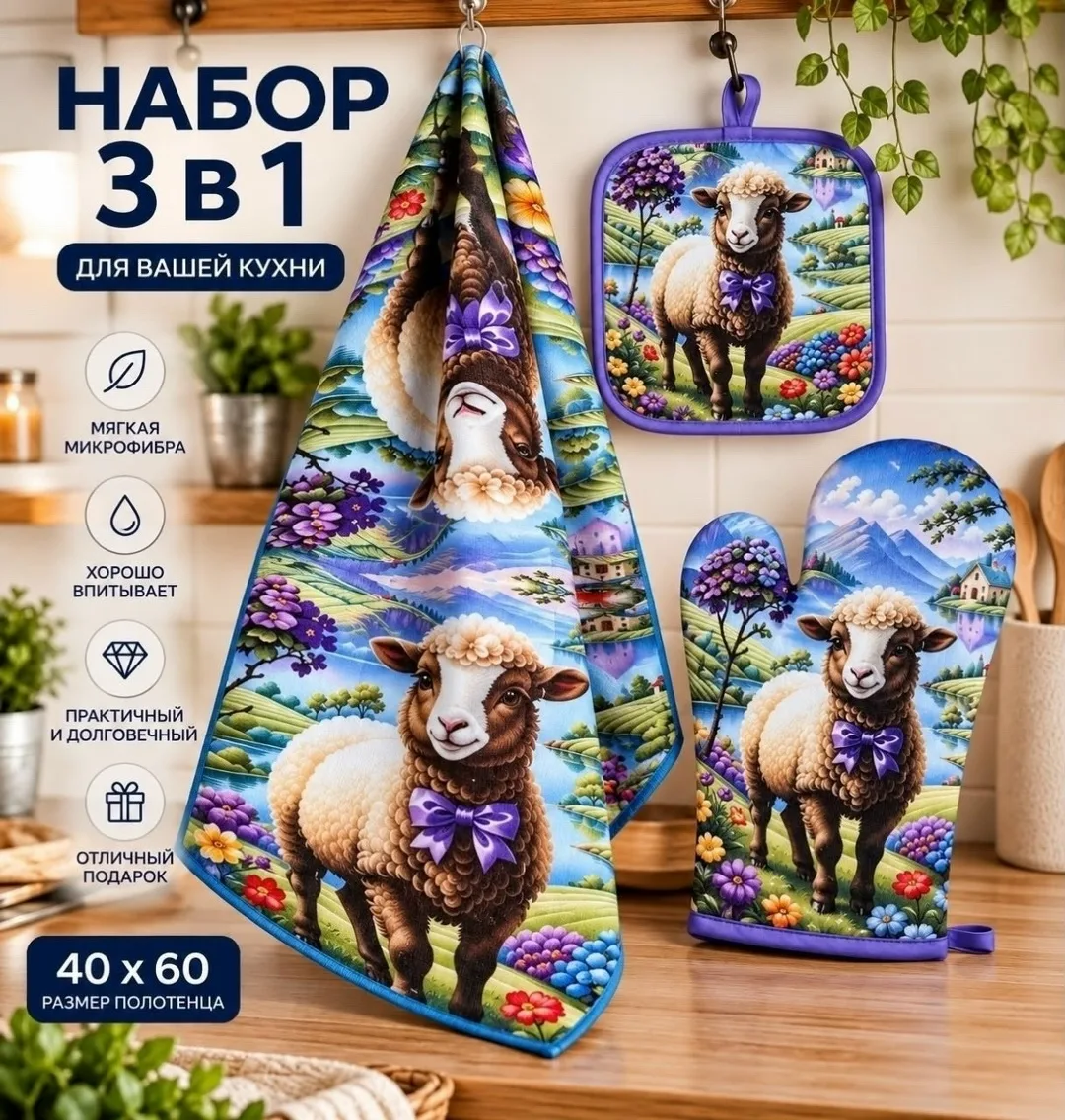 Набор : рукавица, прихватка, полотенце — фото 7
