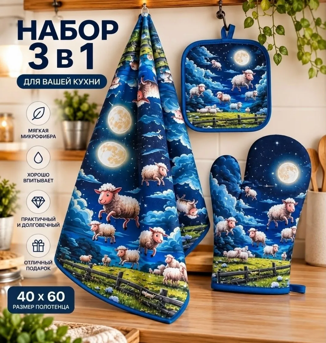 Набор : рукавица, прихватка, полотенце — фото 8
