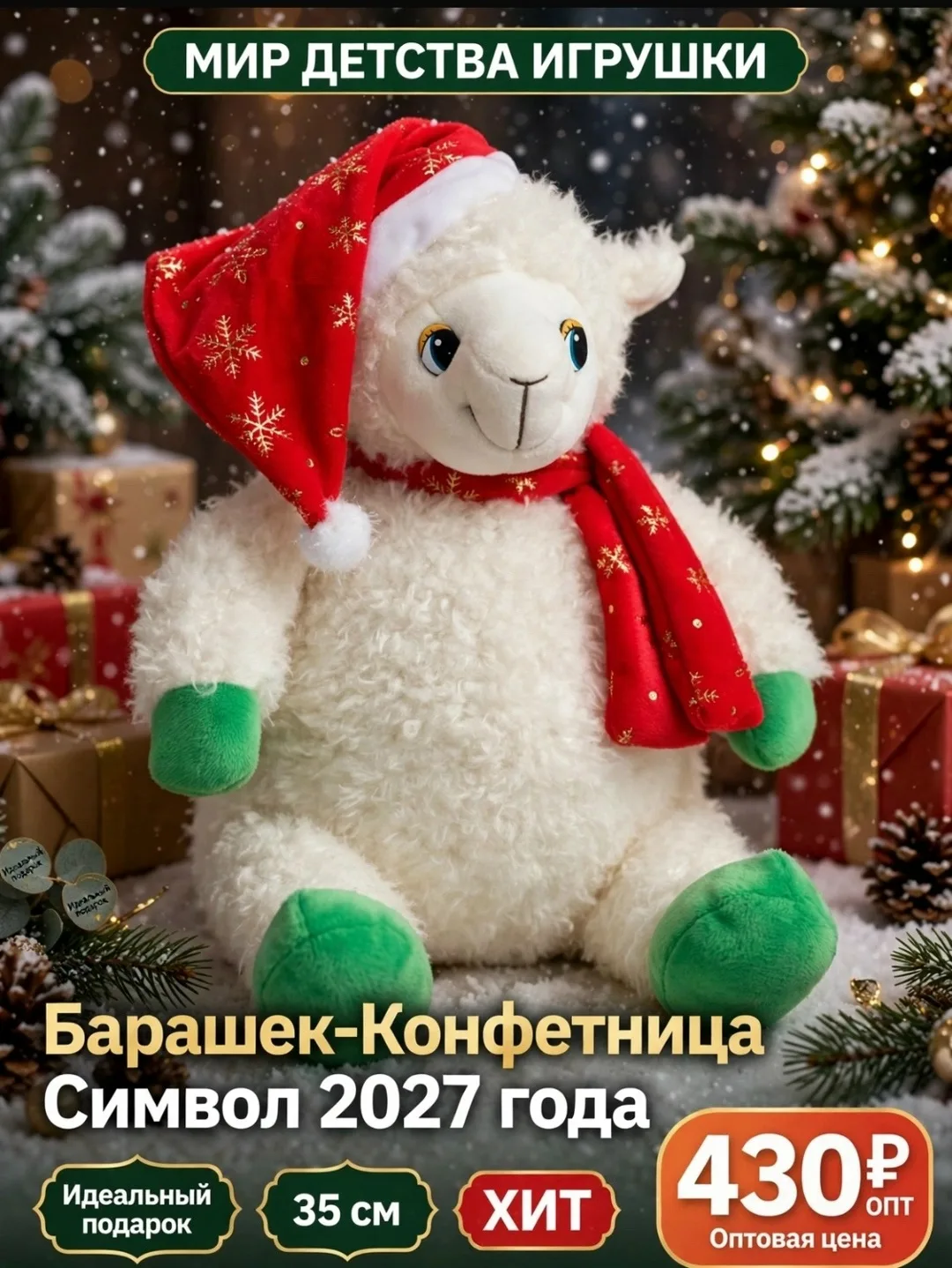 Мягкая игрушка овечка конфетница — фото 1