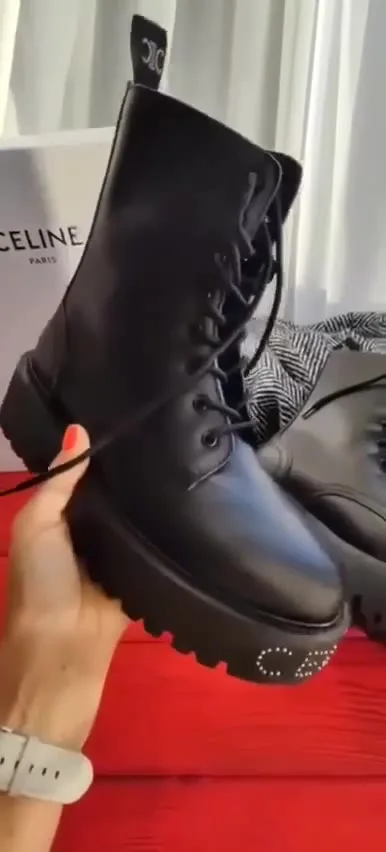 Ботинки Celine из натуральной кожи — видео