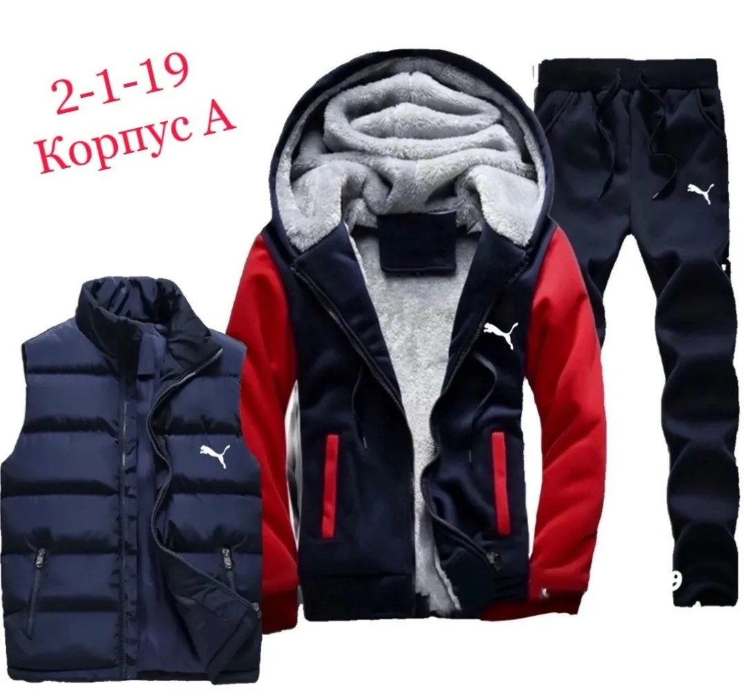 Спортивный костюм с начёсом и меховым воротником — фото 3
