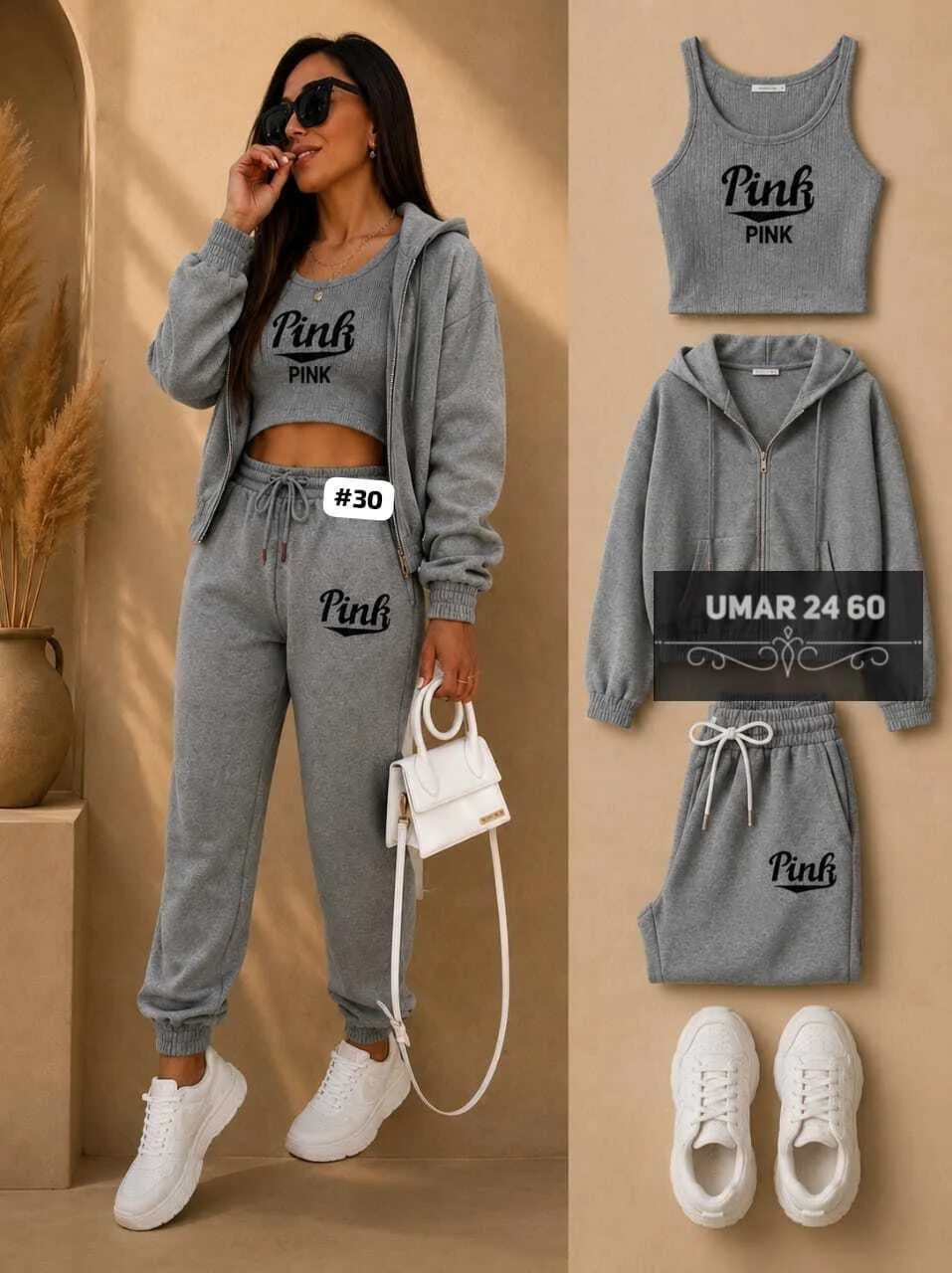 Костюм спортивный женский из флиса и майки лапша — фото 4