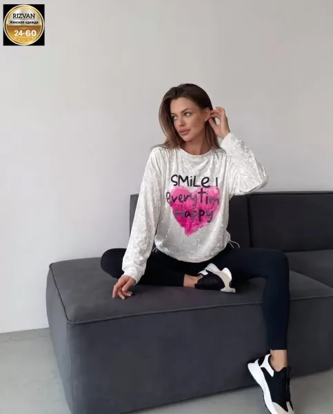 Тёплая кофта из мягкого мраморного велюра — фото 3
