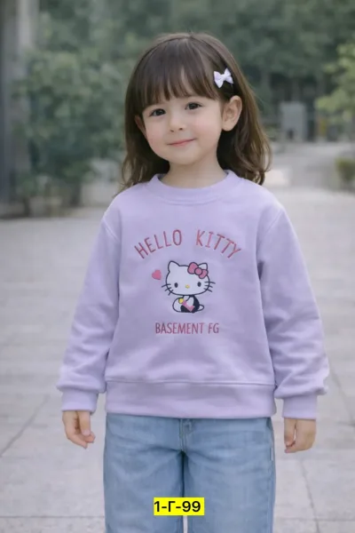 Уютный свитшот из двунитки с принтом Hello Kitty — фото 9