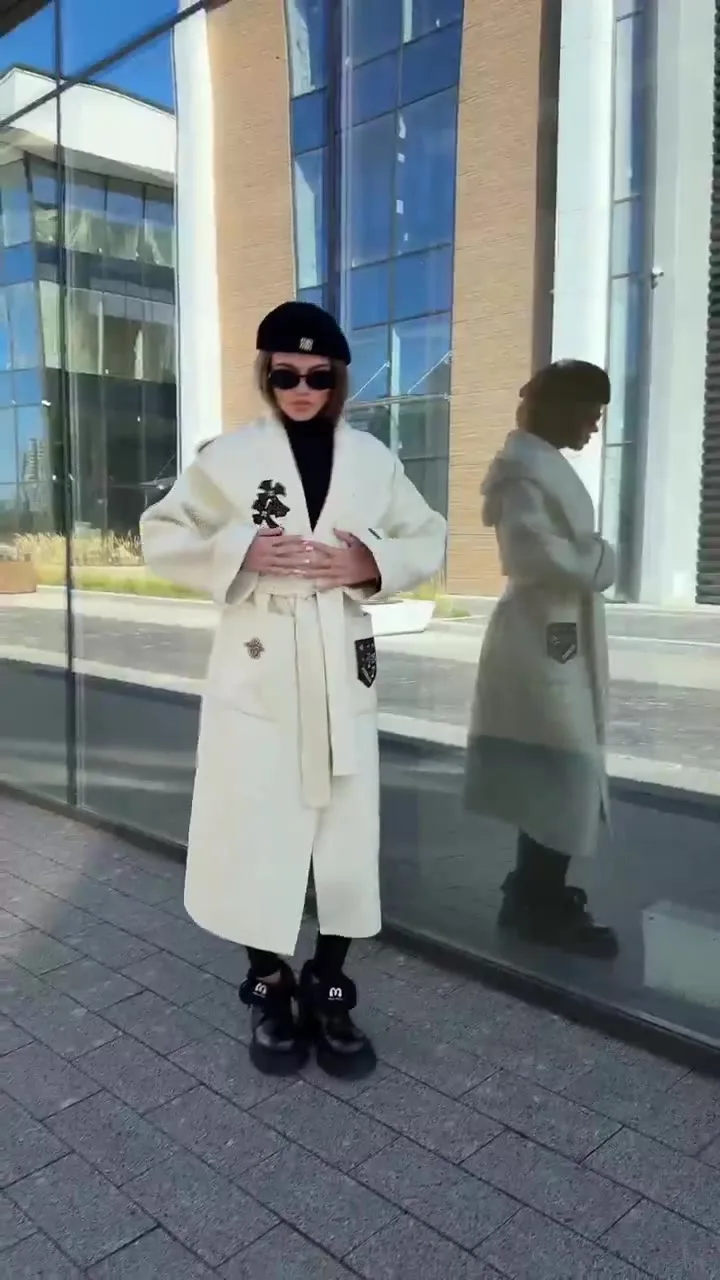 Пальто-халат Chrome Hearts с капюшоном, шерсть кашемир акрил Чёрный — видео