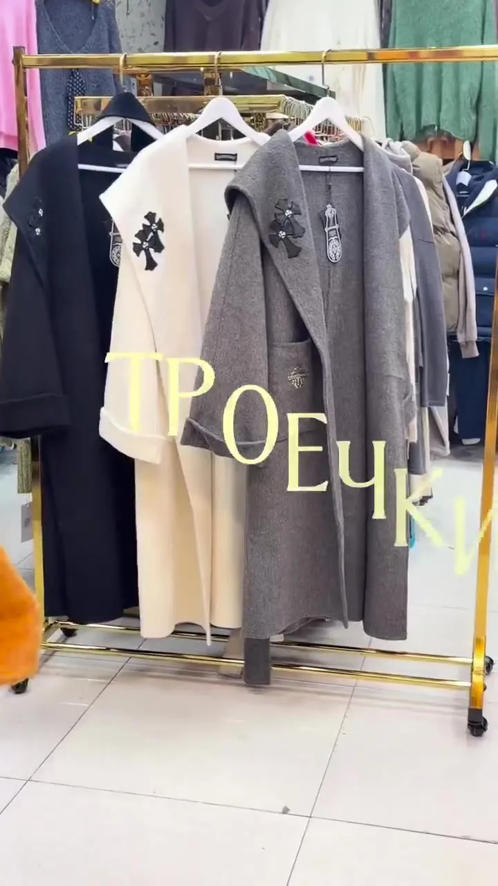 Пальто-халат Chrome Hearts с капюшоном, шерсть кашемир акрил Чёрный — видео