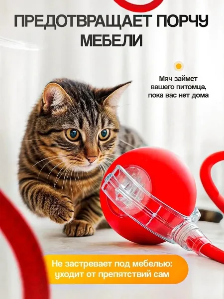 Игрушка для кошек интерактивная, мячик — фото 15