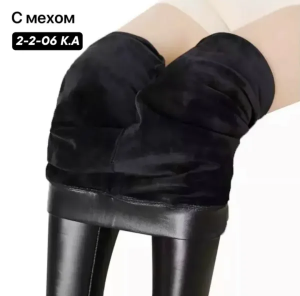 Тёплые штаны из кожи с пропиткой и начёсом — фото 12