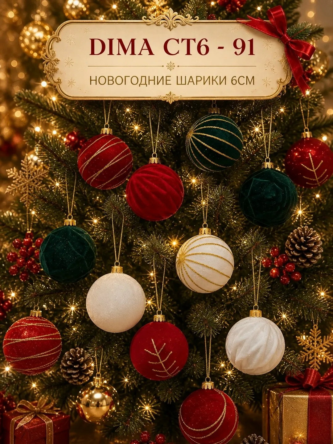 НОВОГОДНИЕ ШАРИКИ 6CM / в наборе — фото 2