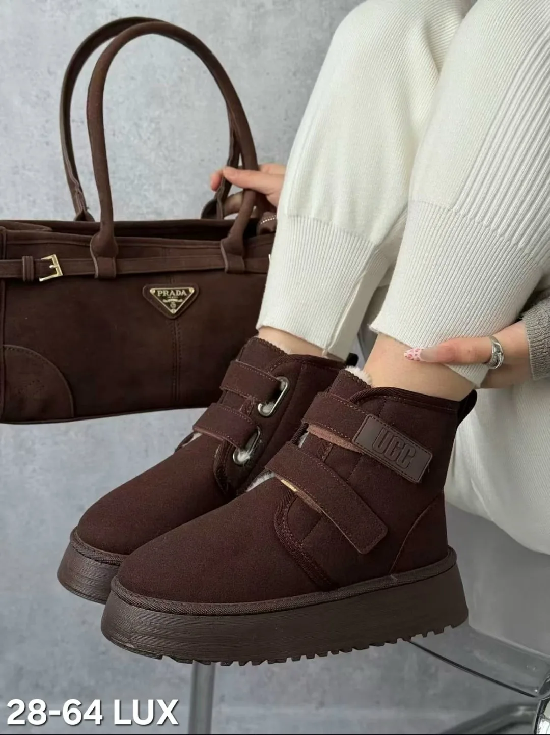 Угги женские UGG ПЛАТФОРМЕ НА ЗИМУ, сетка — фото 1