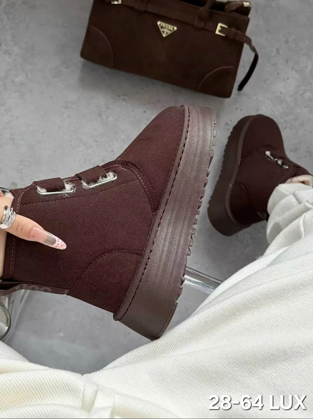 Угги женские UGG ПЛАТФОРМЕ НА ЗИМУ, сетка — фото 5