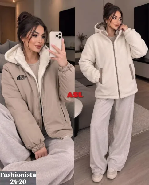 Женская куртка из двухсторонней ткани барашка — фото 3