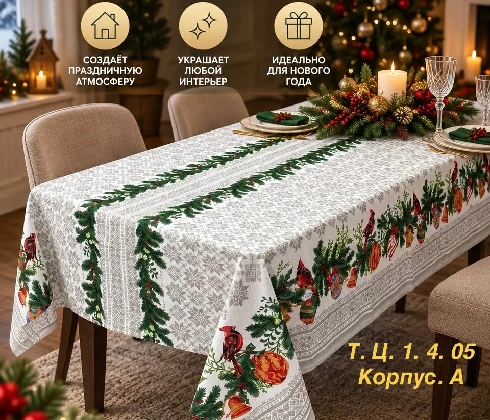 Новогодная скатерть, хлопок — фото 4