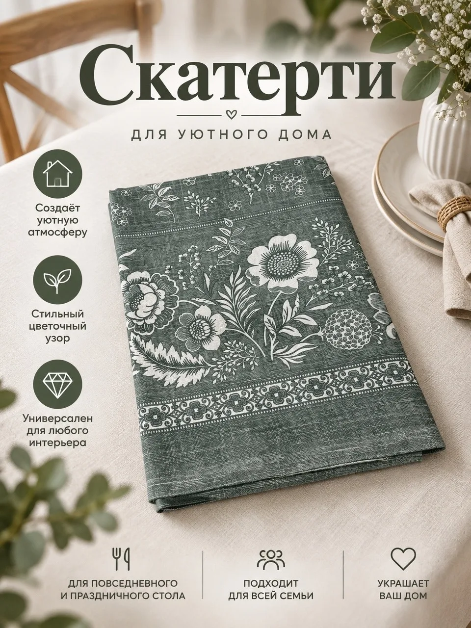 Скатерть лон, хлопок — фото 13