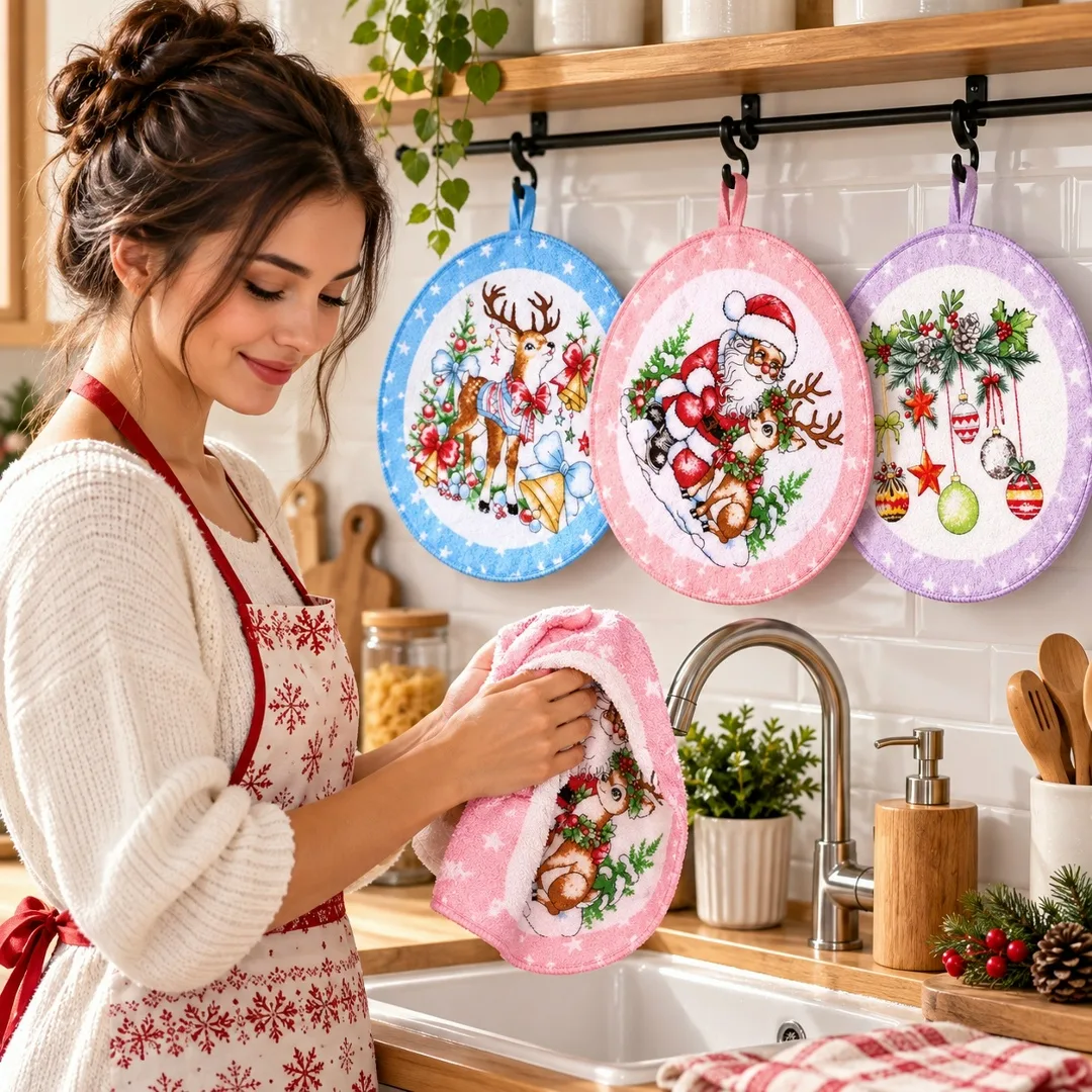 Круглые салфетки из микрофибры с рисунком овечек и козочек — фото 3