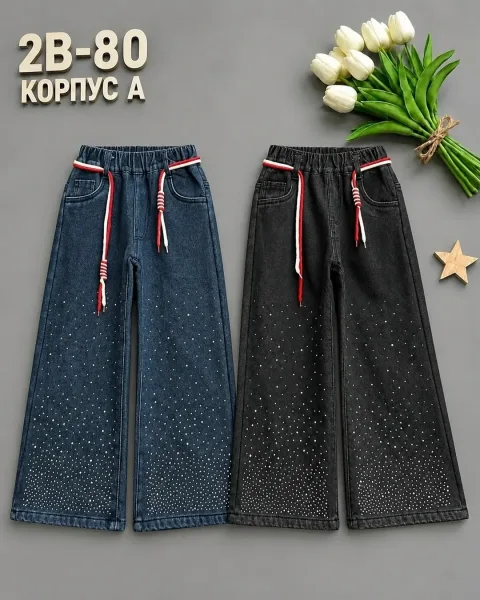Брюки из джинсовой ткани с начёсом, подходят для повседневной носки — фото 3