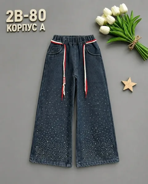 Брюки из джинсовой ткани с начёсом, подходят для повседневной носки — фото 9