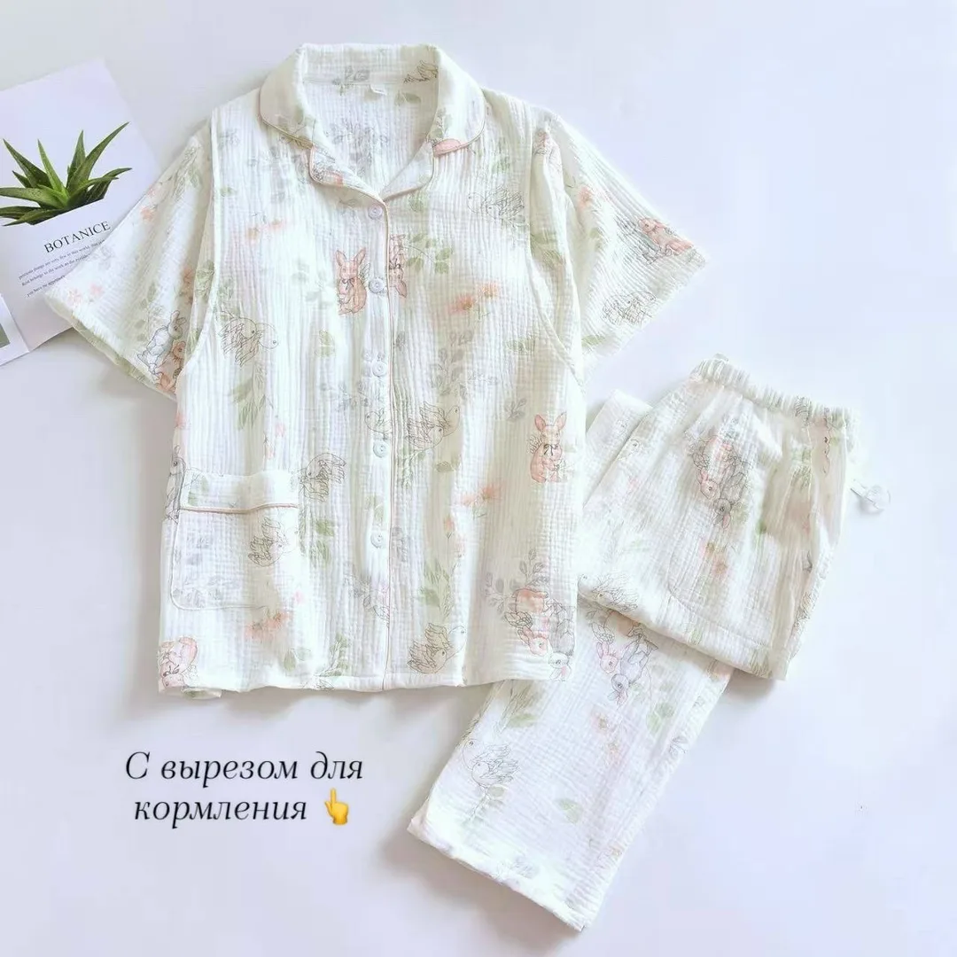 Пижама для беременных и кормящих из 100 хлопкового муслина — фото 5