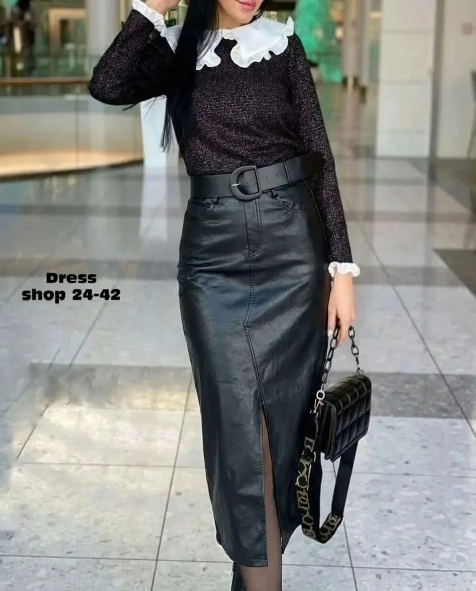 Юбка из эко-кожи — фото 7