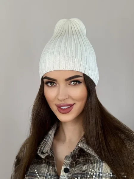 Женская шапка бини из хлопка — фото 47