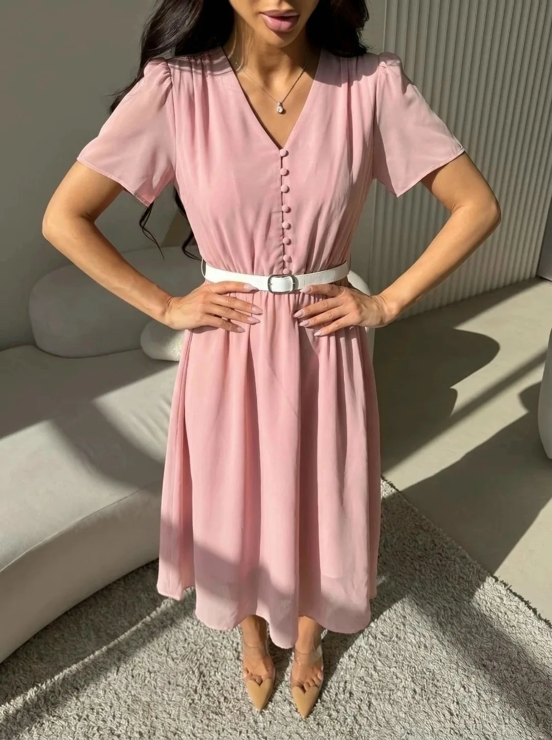 Платье шифоновое на подкладе — фото 3