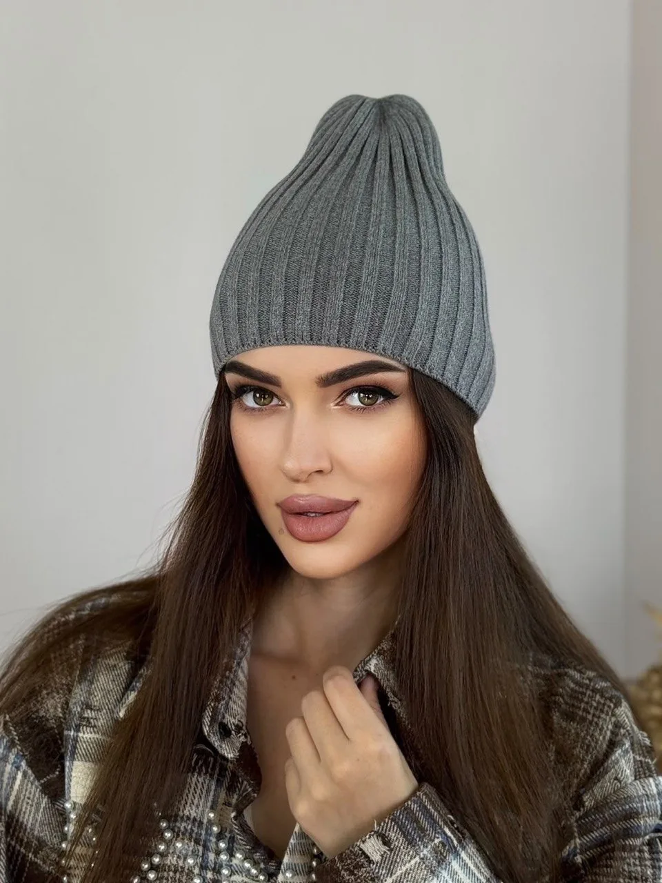 Женская шапка бини из хлопка — фото 1