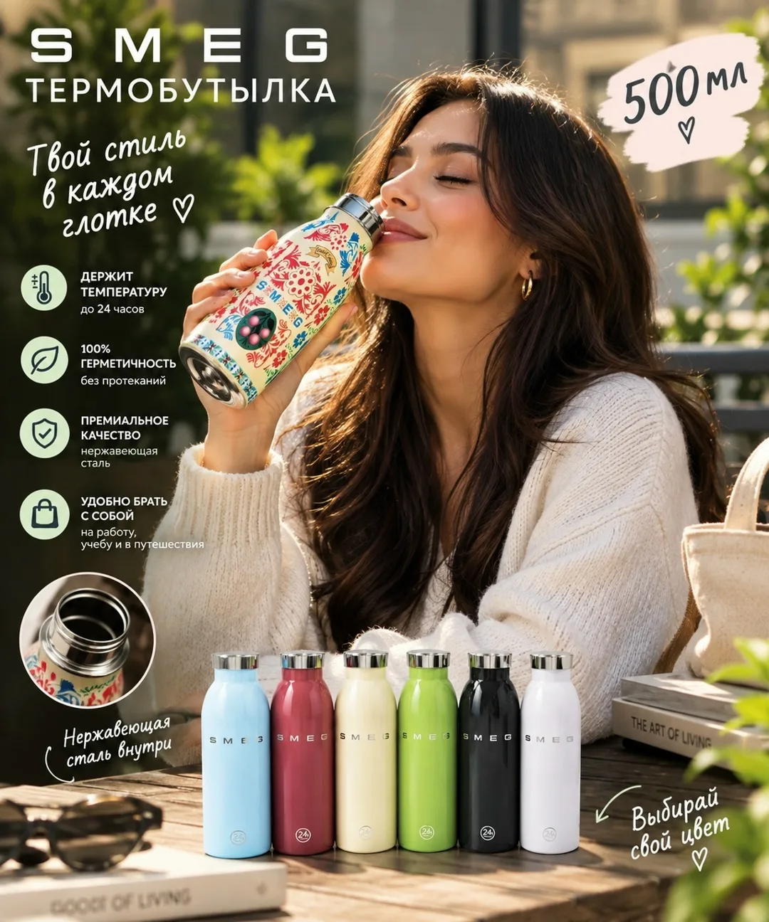 Термобутылка SMEG — стиль каждый день — фото 2