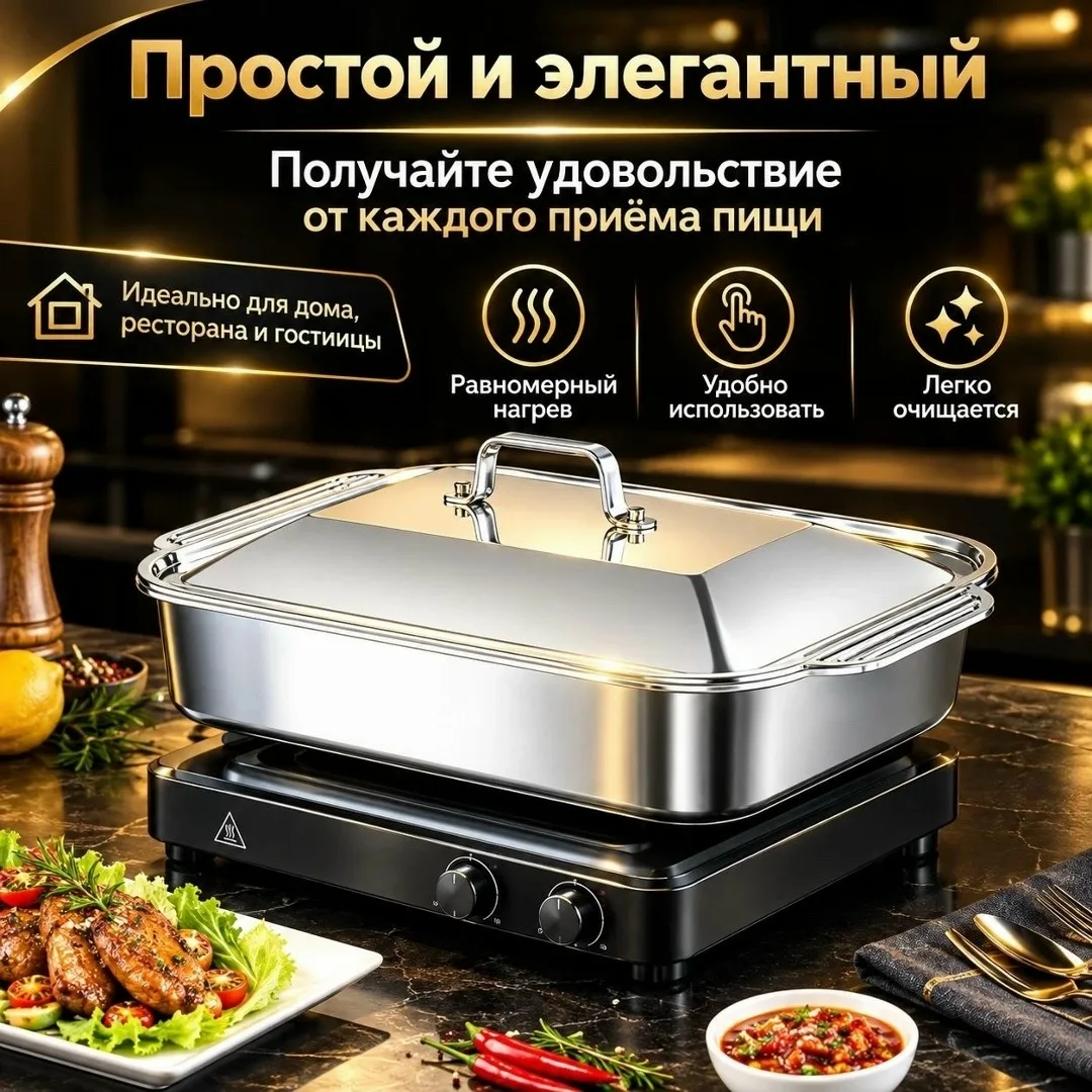 Форма для выпечки из нержавеющей стали с крышками, глубокая, для рыбы/пасты/гриля, подходит для духовки и посудомоечной — фото 4