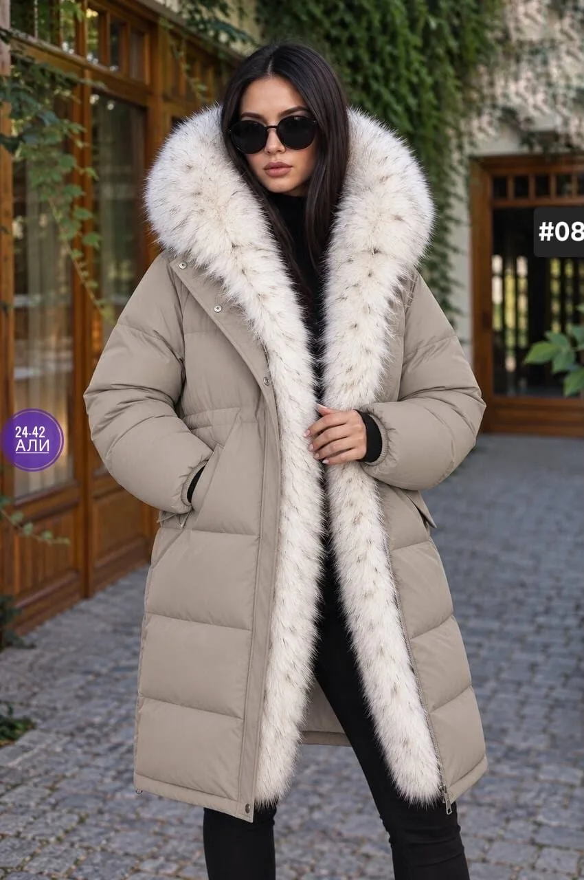 Куртка с капюшоном из искусственного меха, мех снимается — фото 1