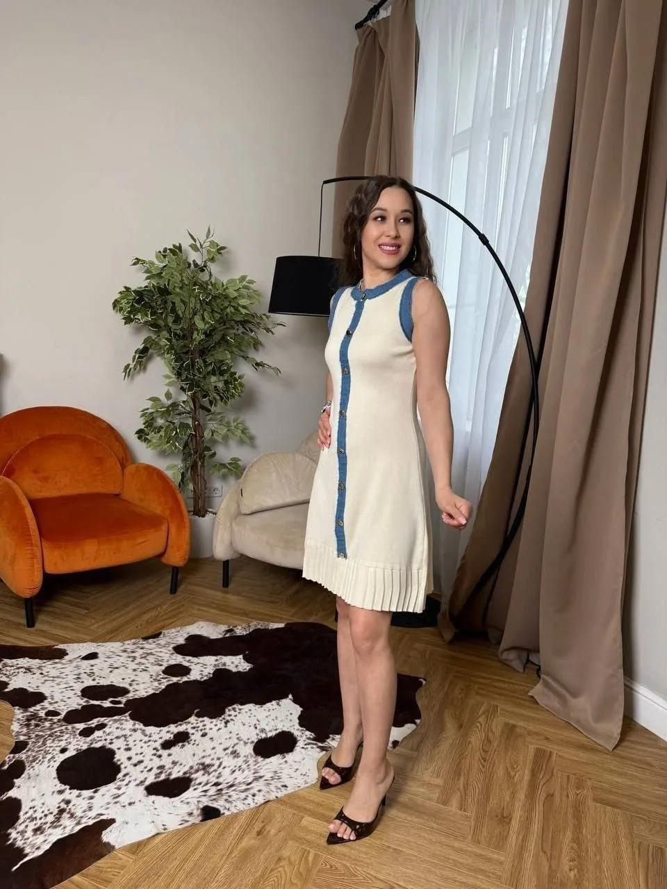 Платье с джинсой, хлопок 65, вискоза — фото 6