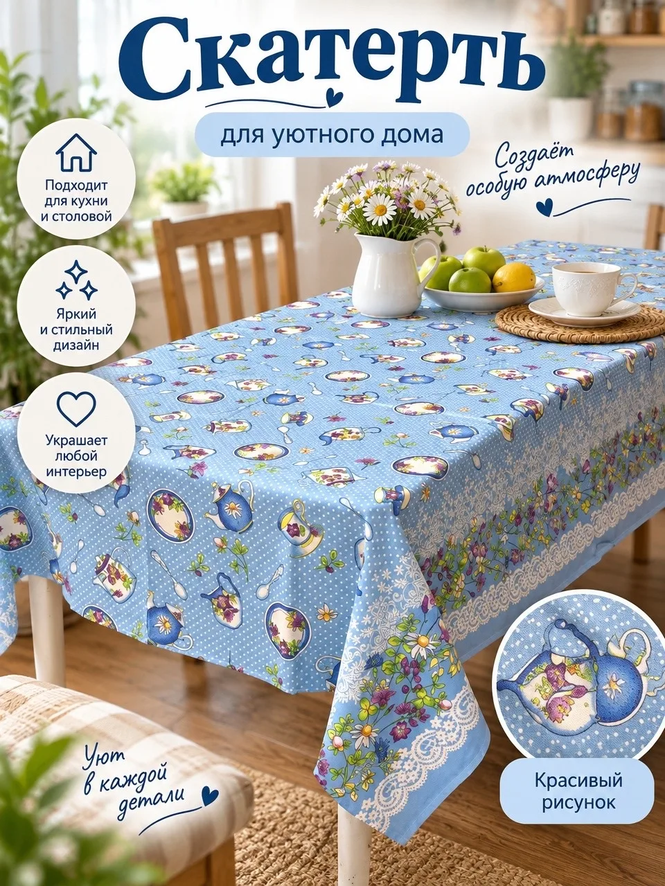 Скатерть лон, хлопок — фото 4