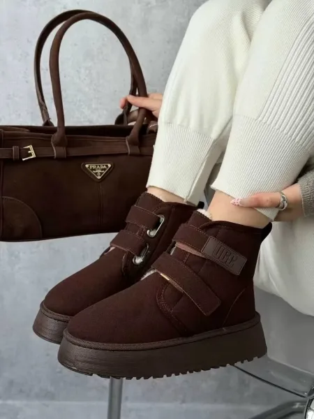 Угги женские UGG ПЛАТФОРМЕ НА ЗИМУ, сетка — фото 3