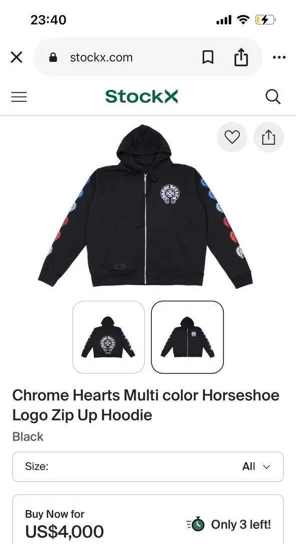 Chrome Hearts чёрное худи с цветными крестами на рукавах — фото 1