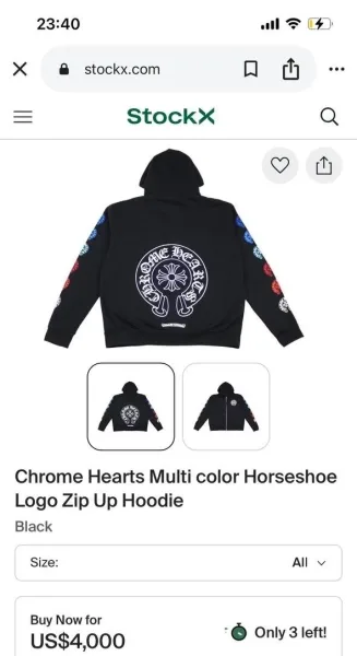 Chrome Hearts чёрное худи с цветными крестами на рукавах — фото 8