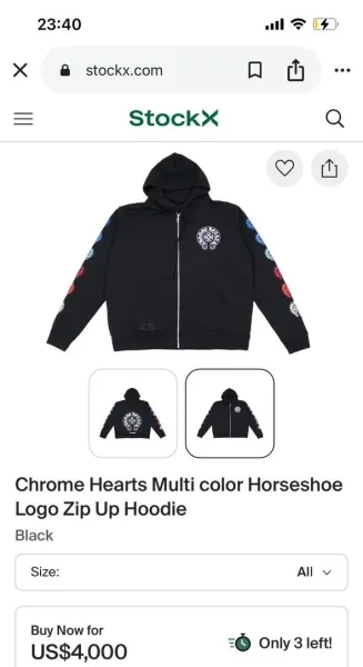 Chrome Hearts чёрное худи с цветными крестами на рукавах — фото 17