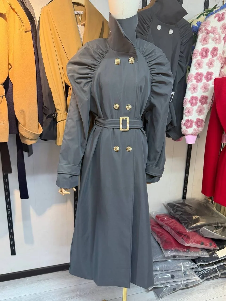 Тренч в стиле 80-х Коричневый — фото 4