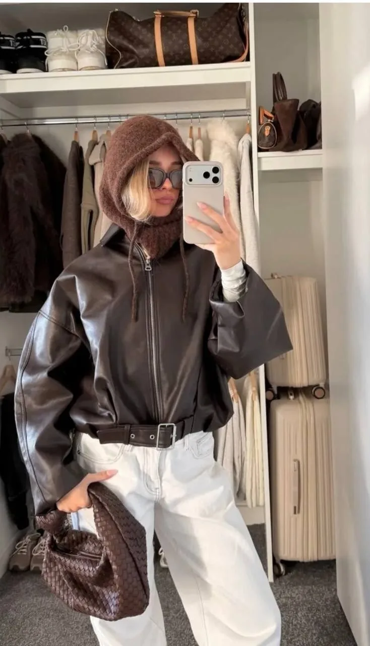 Сапоги Premium Drop: Шоколадная косуха Oversize, кожа Коричневый — фото 1