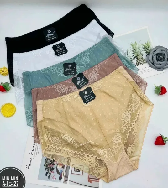 Набор из 5 высоких кружевных трусов из хлопка — фото 4