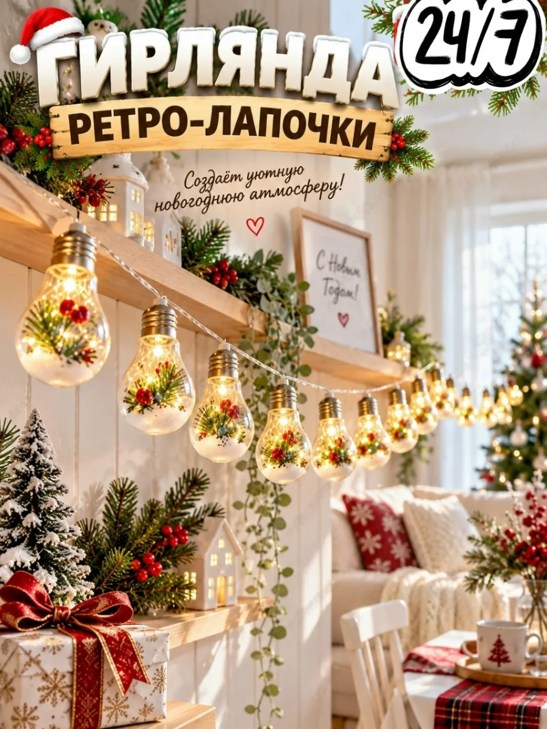 Подходит для украшения комнаты, ёлки, стены, окна, праздничного стола и фотозоны — фото 6